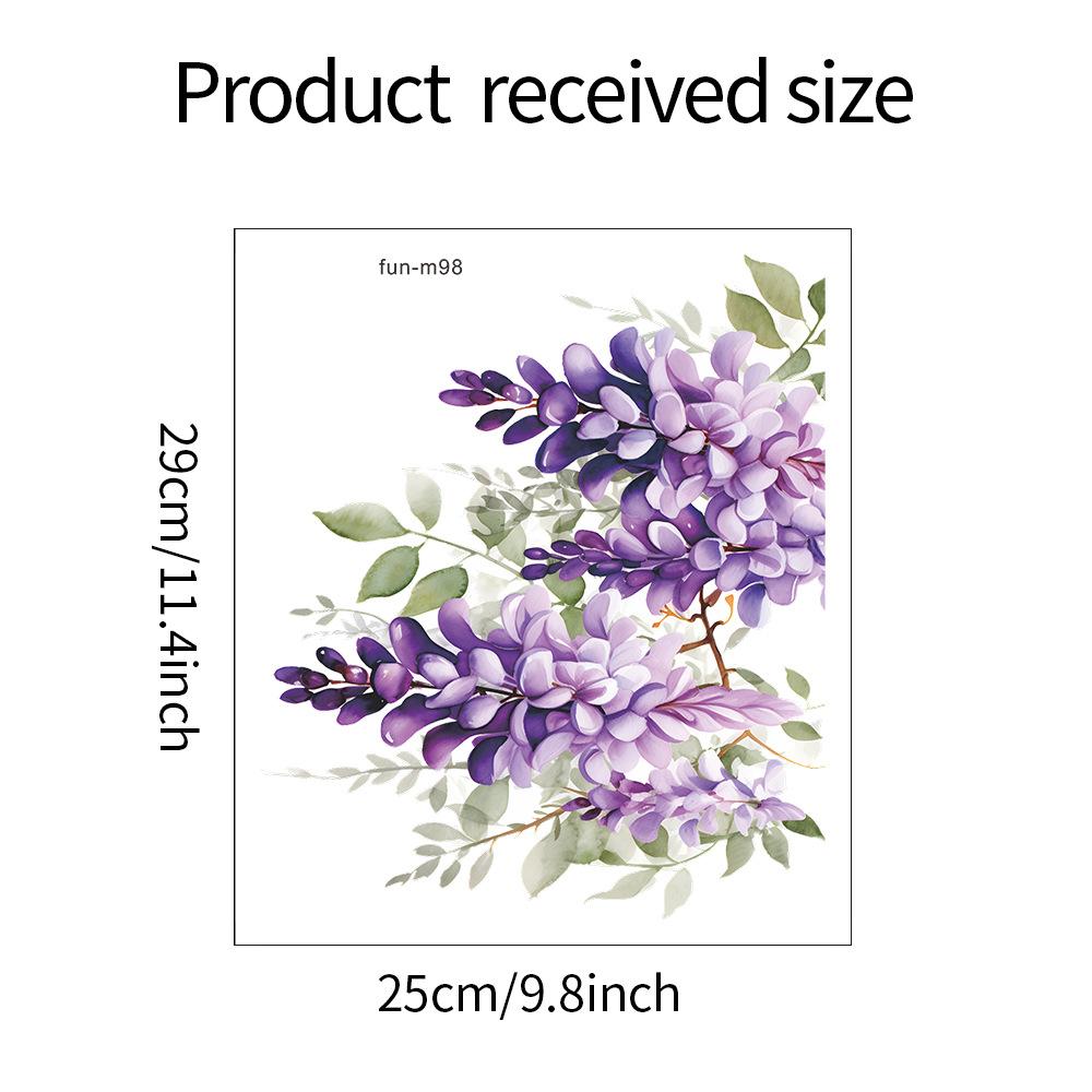 Elegant Purple Vine with Leaves and Flowers Toilet and Wall Sticker Set Waterproof Self-Adhesive Removable Decal for Bathroom WC Home Decor