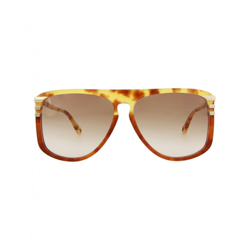 

Chlo Aviator Style Bio Acetate Sunglasses havana havana brown