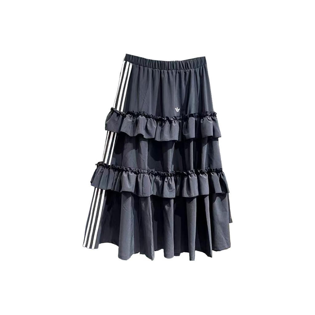 Adidas Originals Striped Fashion Simple Sports Midi Skirt Women Skirts KQ6505