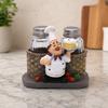 DYS Salt And Pepper Shakers Set, Decorative Resin Chef Statue Spice Organizer, Glass Seasoning Holder for Kitchen Dining Centerpiece