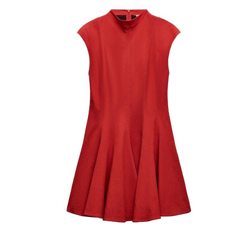 Spring New Arrival Women's Clothing French Style Graceful and Fashionable Wave Wide Swing Mini Sleeveless Dress 8841460