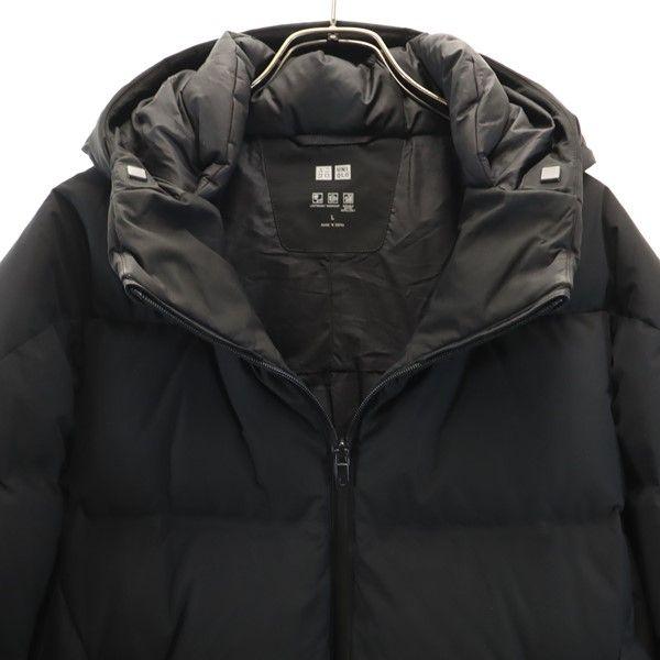 Uniqlo Long Sleeve Seamless Down Jacket L Black Series Hood Men's Used