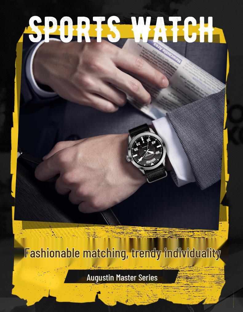 OCHSTIN Swiss Men's Mechanical Watch, High-End Automatic, Waterproof, Dual Calendar, Nylon Strap