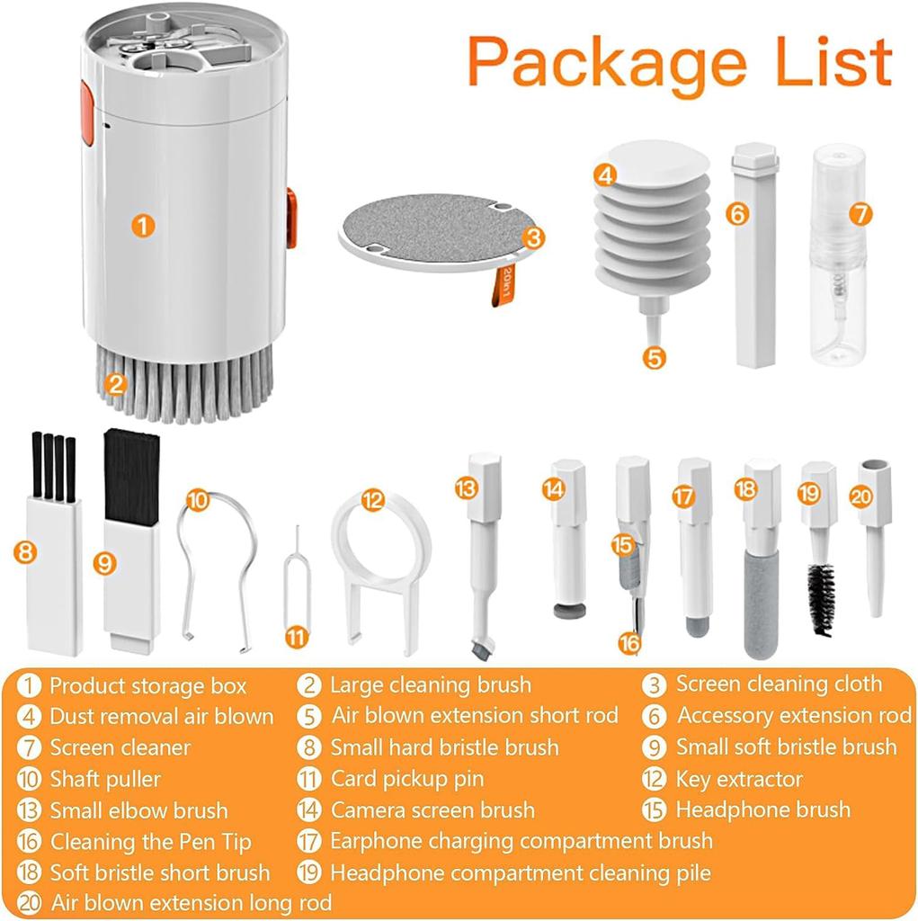 20 In 1 Electronics Cleaning Kit Tool, Laptop Screen Keyboard Cleaner Kit, with Blower & Screens Cleaners Spray