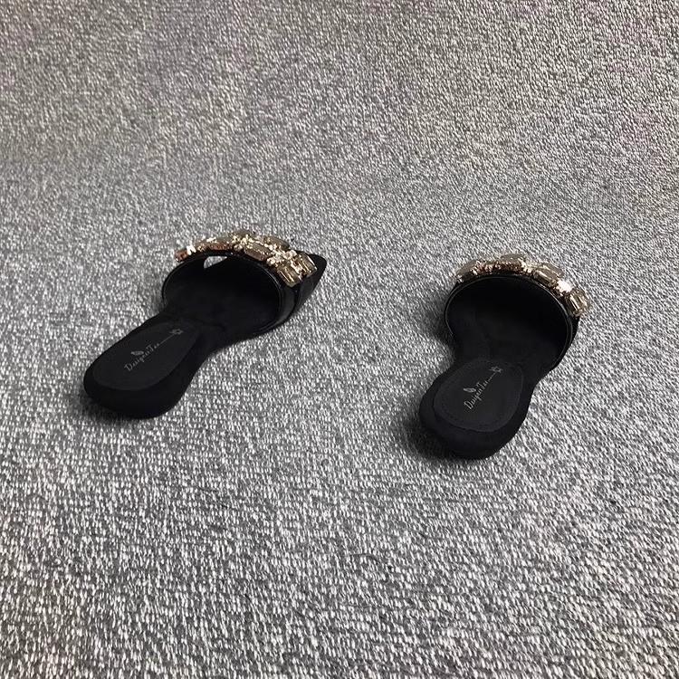 Fashion fairy wind flash rhinestone sandals wear 2025 summer with skirts casual open-toed slippers increase height