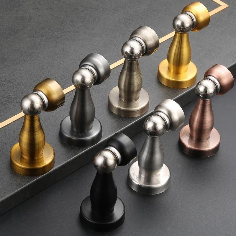 New Stainless Steel Magnetic Door Stopper Sticker Toilet Glass Hidden Door Holders Catch Floor Doorstop Door Hardware