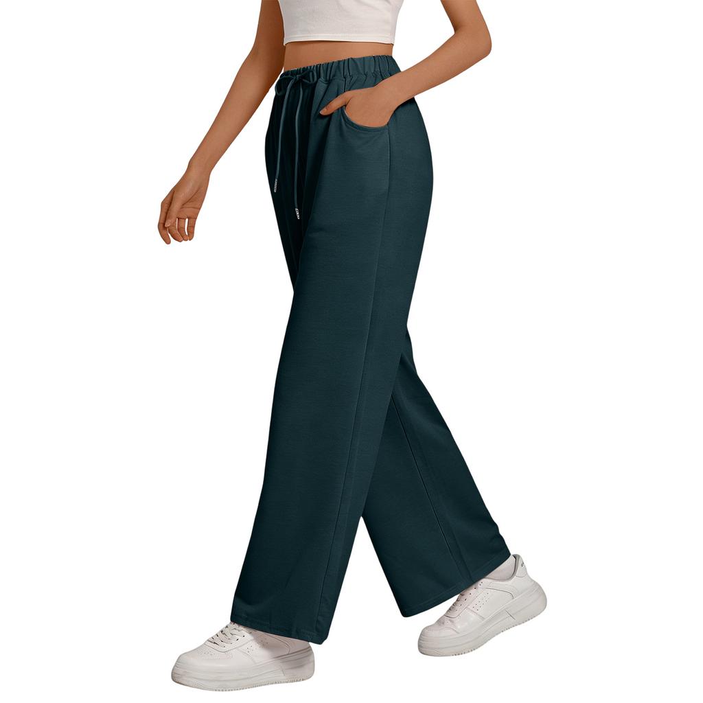 Damskie spodnie sportowe z szerokimi nogawkami, luźne spodnie codzienne z prostymi nogawkami, sportowe spodnie do joggingu