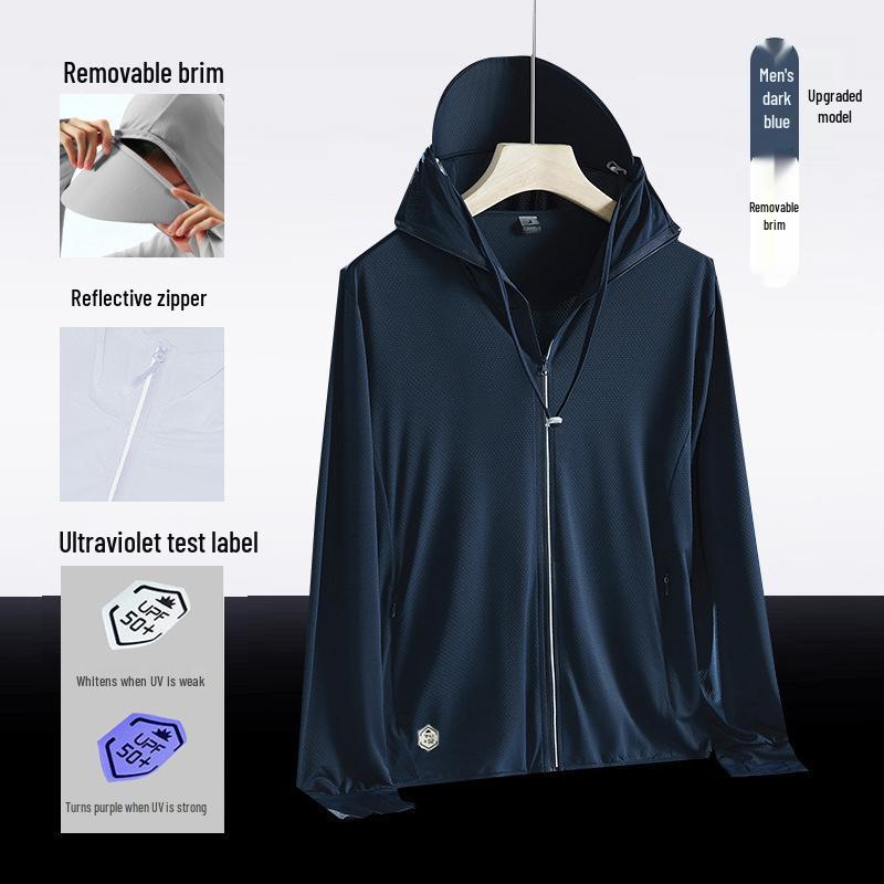 2025 Unisex Summer Ice Silk UV Protection Jacket with Detachable Brim - Quick-Drying, Breathable for Fishing