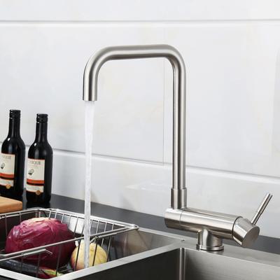 304 Stainless Steel Kitchen Sink Faucet Collapsible Rotating Basin Faucet Deck Mounted Cold And Hot Water Sink Tap Nickel/Black