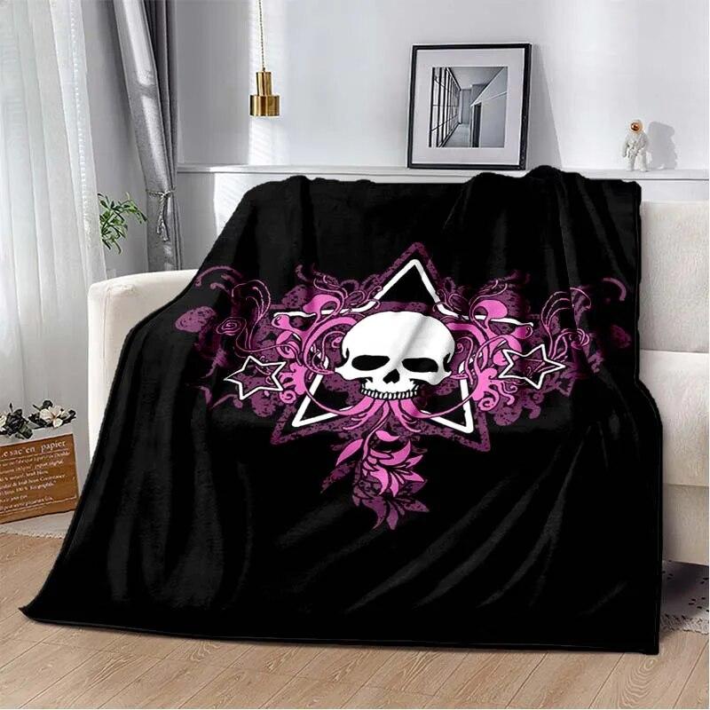 Skull Horror Throw Blanket Fleece Warm Cozy Soft Blanket for Couch Bed Colorfast Anti-Static Machine Wash  Blankets for Beds