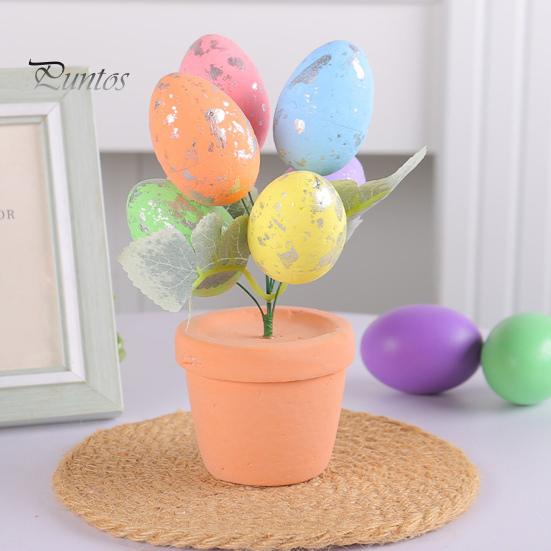 Osterei-Bonsai, bunt, simuliertes Osterei, Topfpflanze, DIY-Schaum-Hasen-Eier für Zuhause, Party-Dekoration