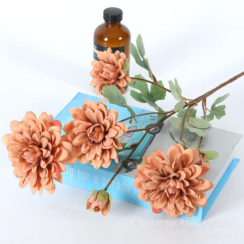 6-Head Ruyi Chrysanthemum Silk Flower Arrangement for Wedding Arch, Living Room & Stage Décor