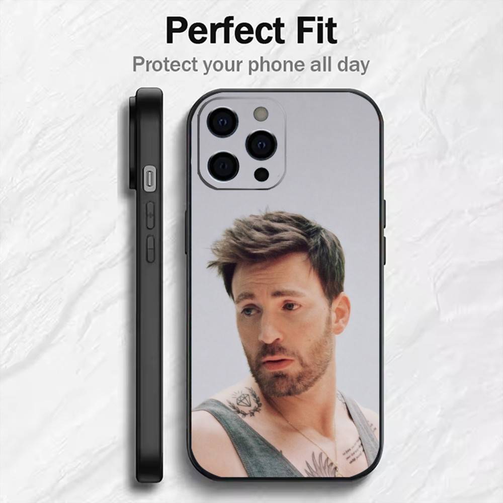 

Performer C-Chris-topher Robert E-Evans Phone Case For iPhone17,16,15,14,13,12 Plus,Max Soft Silicone Black Cover iPhone14Plus