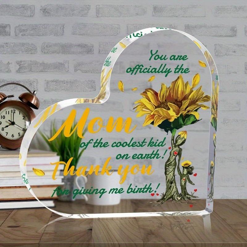 Mom Gift Acrylic Heart Keepsake Sign for Home Office Table Decor Heart Acrylic Paperweight Gift Presents for Mom