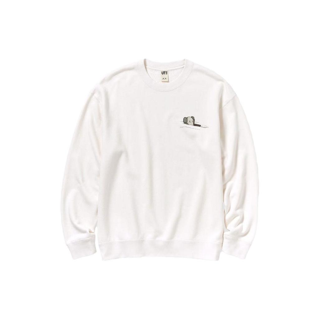 Uniqlo X Kaws Collaboration SS23 Solid Color Floating Doll Print Crew Neck Pullover Long Sleeve Knit Sweater Unisex sweater White 467395-01
