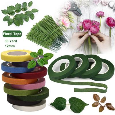 30 Yard 12MM Floral Stem Tape Corsages Buttonhole Artificial Flower Stamen Wrap Florist Green Tapes Nylon Flower Supplies