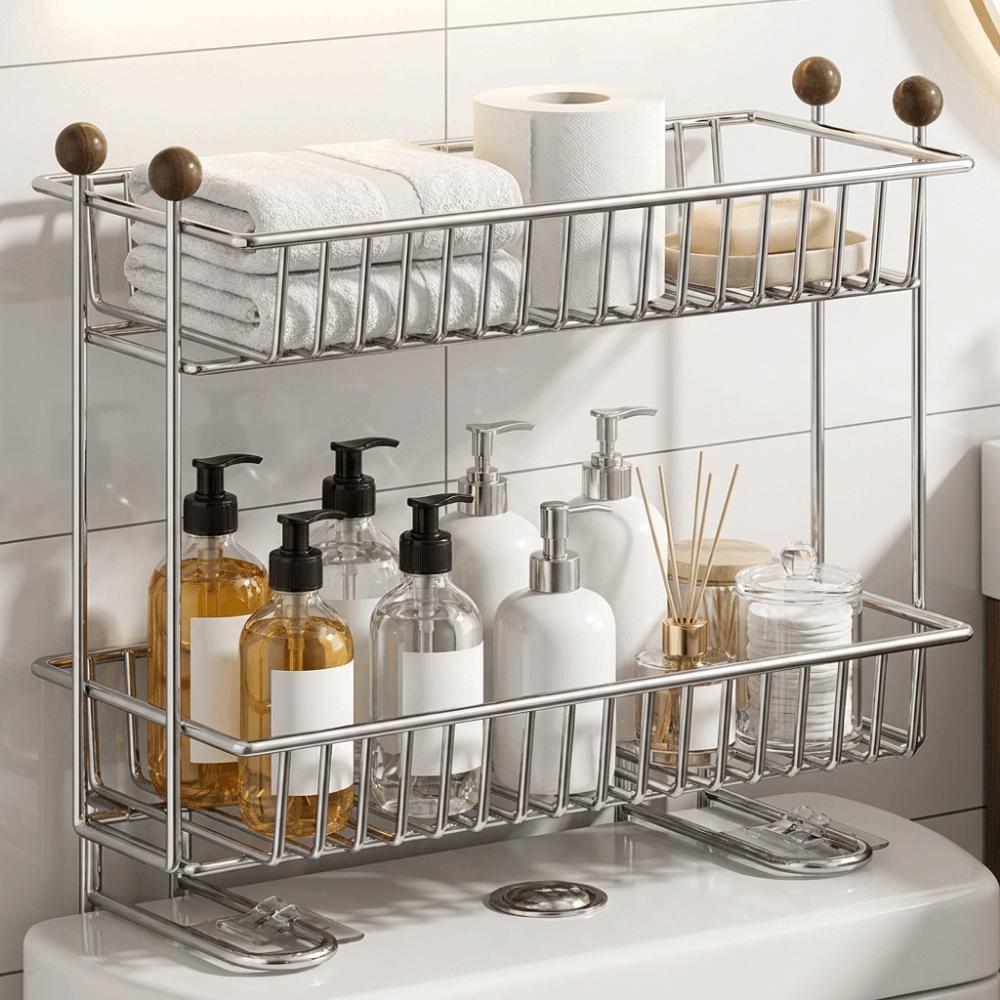Rustproof Toilet Storage Rack Stainless Steel Bathroom Storage Shelf  Skincare Product Storage