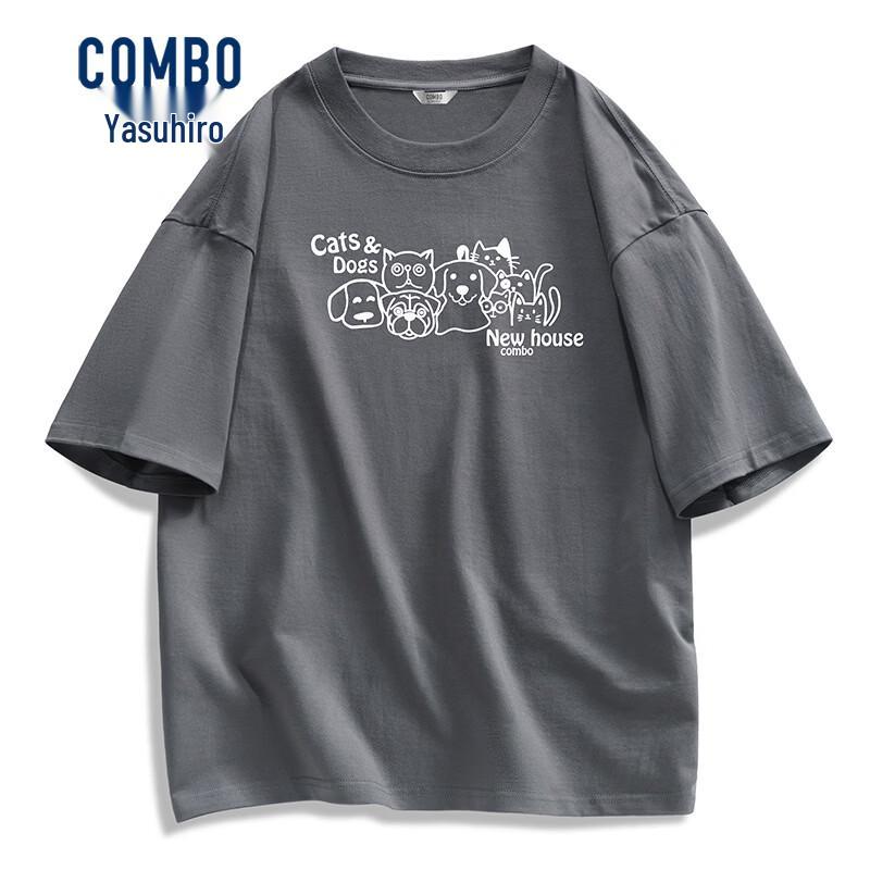 Kangbo Unisex Cat Print Pure Cotton Short Sleeve T-Shirt 185