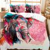 Set copripiumino colorato con elefante dei cartoni animati, per letto king size e queen size, per bambini, ragazzi e ragazze, set di biancheria da letto con simpatici animali selvatici