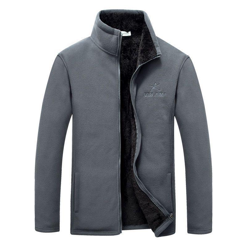 Men's Thick Velvet Fleece Stand-Up Collar Cardigan Jacket