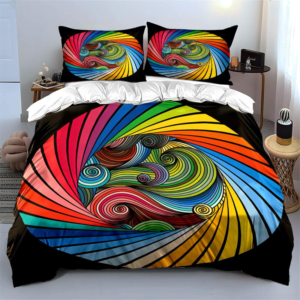 Colorful Abstract Three-Piece Set Soft Comfortable Duvet Cover Bedding Set Included 1*Duvet Cover & 2*Pillowcases, Gift