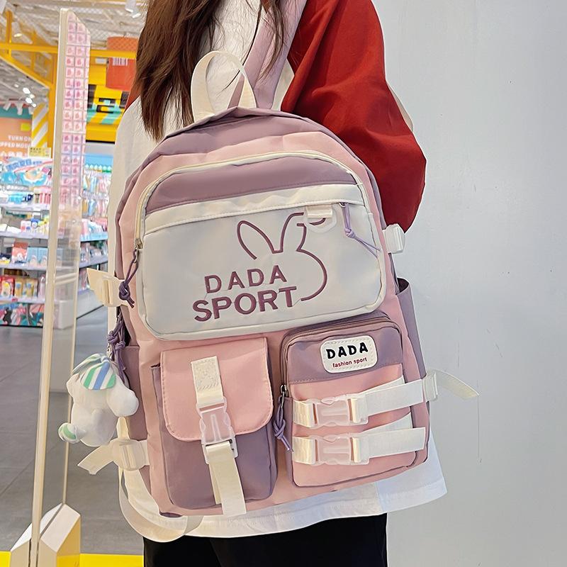 Backpack for Middle School Students, Korean Style Trendy Color-blocking Backpack