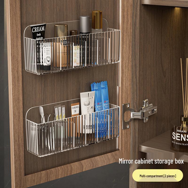 Wall-Mounted Jewelry Rack: Mirror Cabinet Door with Necklace, Bracelet, and Earring Hooks