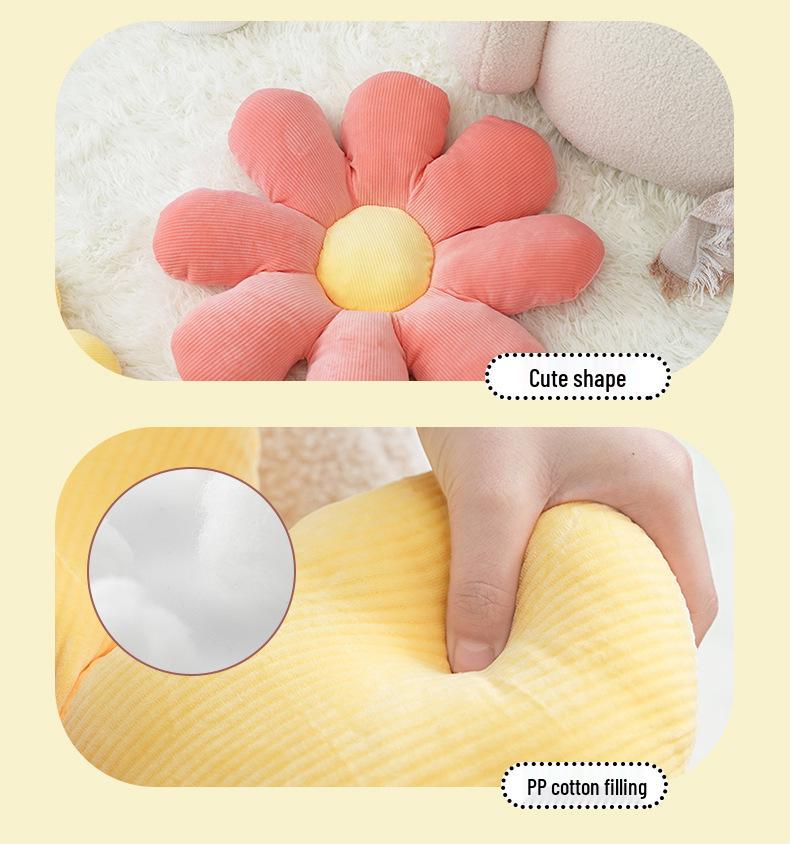 Plush Daisy Throw Pillow - Winter Lumbar Support Cushion for Sofa or Dormitory