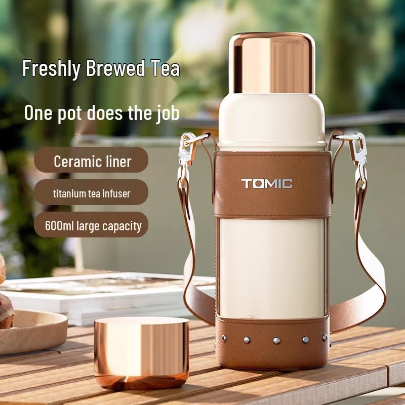 TOMIC 600ml Ceramic Lined Insulated Tea Mug