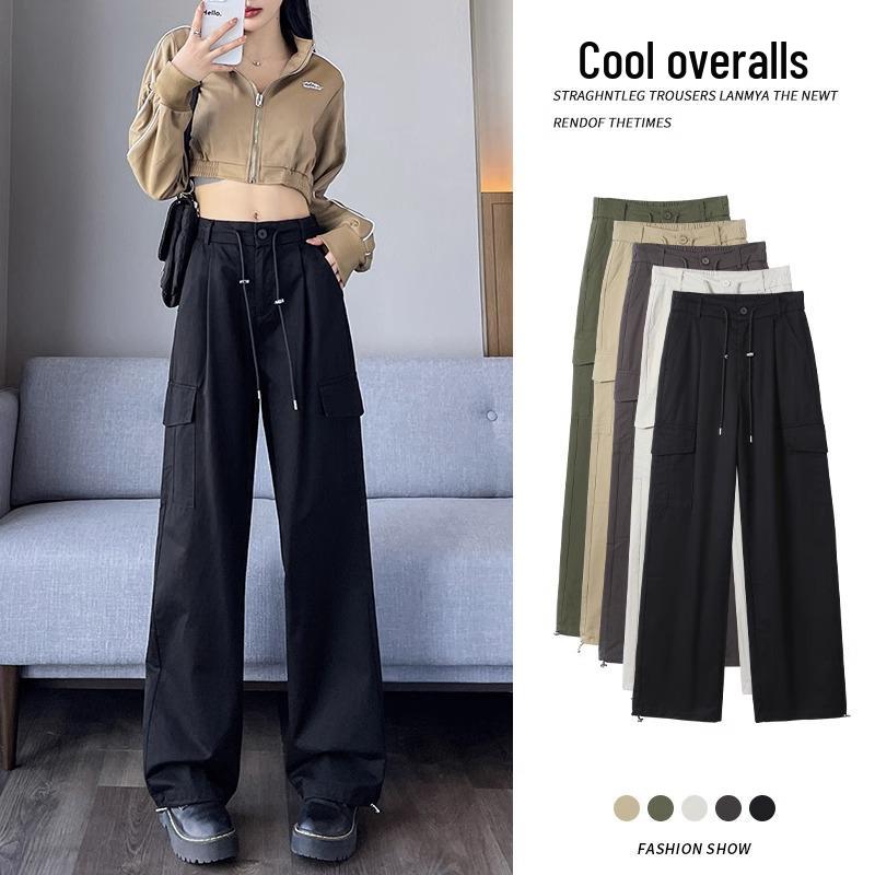 

Women s Retro High-Waisted Wide-Leg Drawstring Track Pants - Spring & Autumn 2025 Collection L чёрный