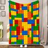 1 Colorful Block Flannel Blanket 2D Flat Print Fun Home Essential Bedroom Couch Blanket Stylish Functional Cozy Kids-Themed