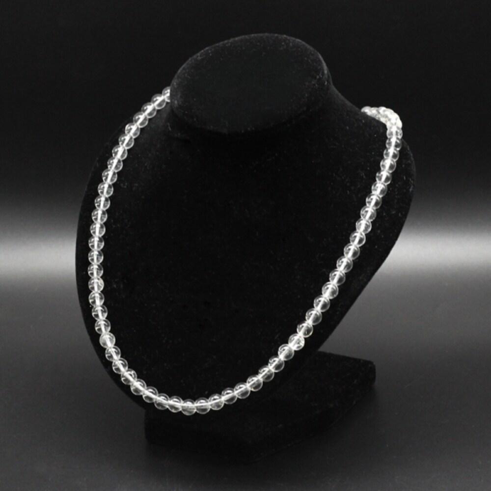 6mm White Quartz Natural Stone Necklace 24Ne-191124