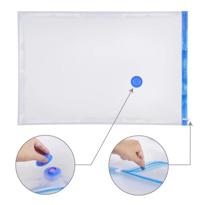 Vacuum Bag for Clothes Storage Bag with Valve Transparent Border Folding Compressed Organizer Travel Space Saving Seal Packet