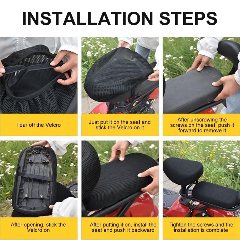 Electric Scooter Seat Cover 3D Airflows Ventilation Honeycomb Weatherproof Anti Slip Mesh Cushion Cover for Long Rides