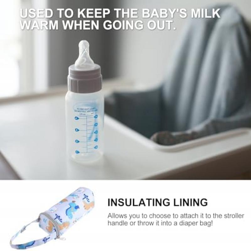 Insulated Baby Bottle Bag Cotton Aluminum Foil Portable Thermal Bag for On-the-Go and Stroller Gray 18 x 8 cm