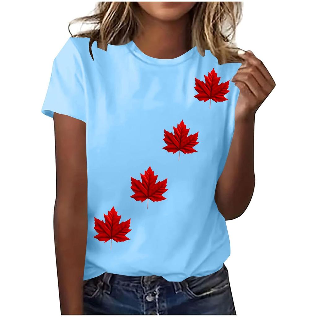 Damen Mode Lässiges Oberteil mit Ahornblatt-Print