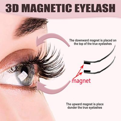 1Pair Magnetic Eyelashes Extension Kit Reusable Magnetic Lashes And Tweezers No Glue Needed Fluffy False Eyelashes Makeup