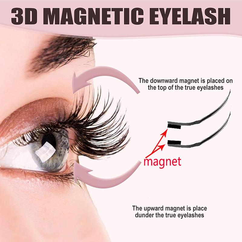 1 Paar Magnetische Wimpernverlängerungs-Set Wiederverwendbare Magnetische Wimpern Und Pinzette Kein Kleber Benötigt Flauschige Falsche Wimpern Make-up