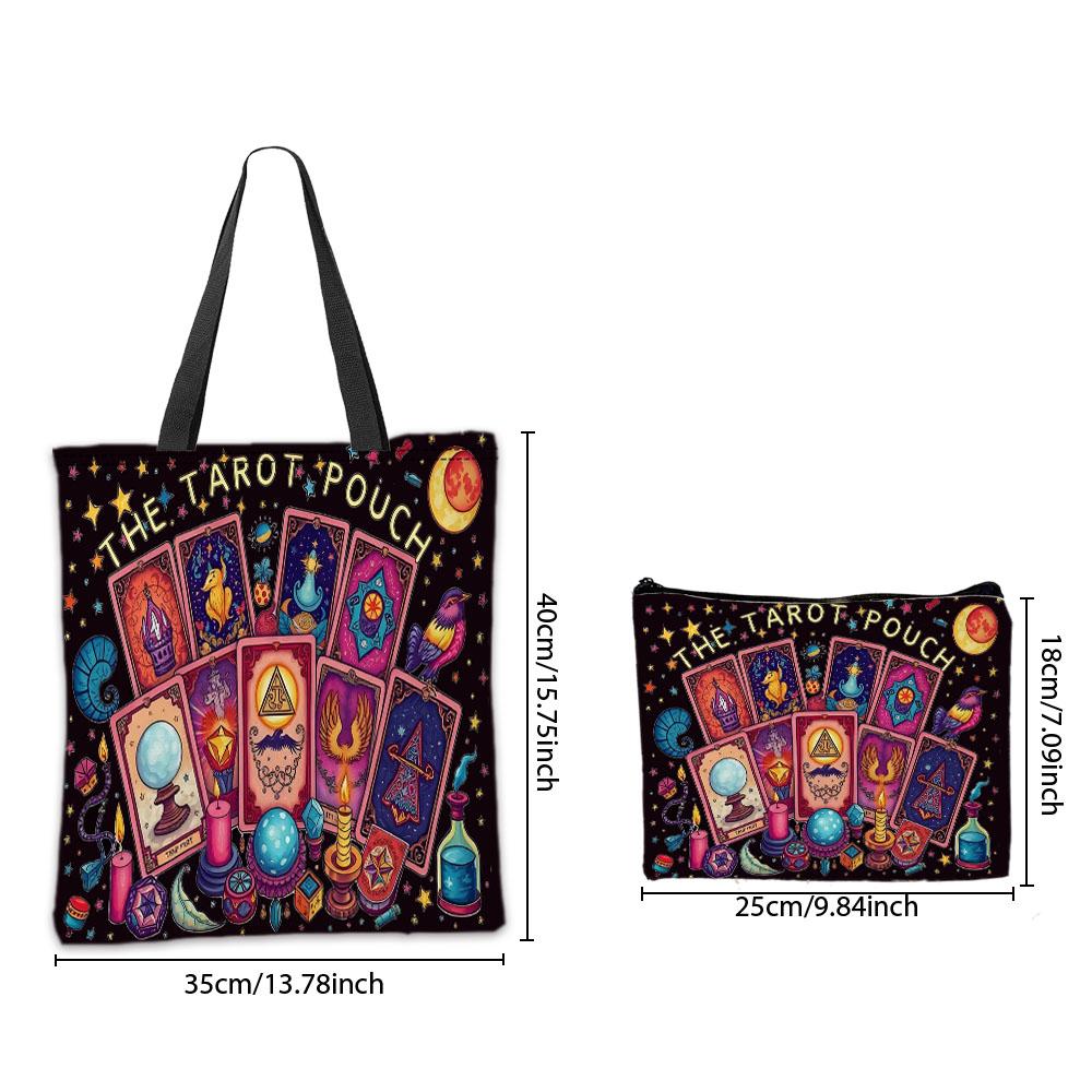 The Tarot Pouch Vibran Shoulder Bag Makeup Bags Fantasy Elements Tarot Card Handbag Casual Portable Shopping Bag Daily Use