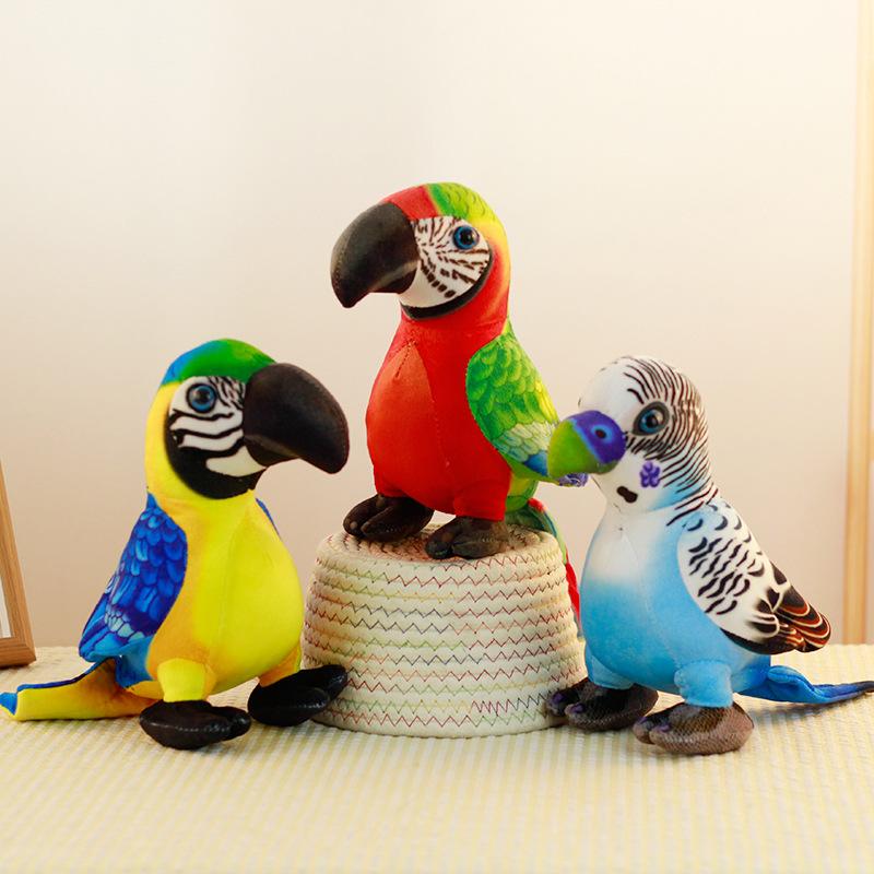 Simulated Parrot Plush Toy Doll Golden Macaw Doll Ornament Doll Children Cognitive Teaching Soothing Pillow Christmas Gift