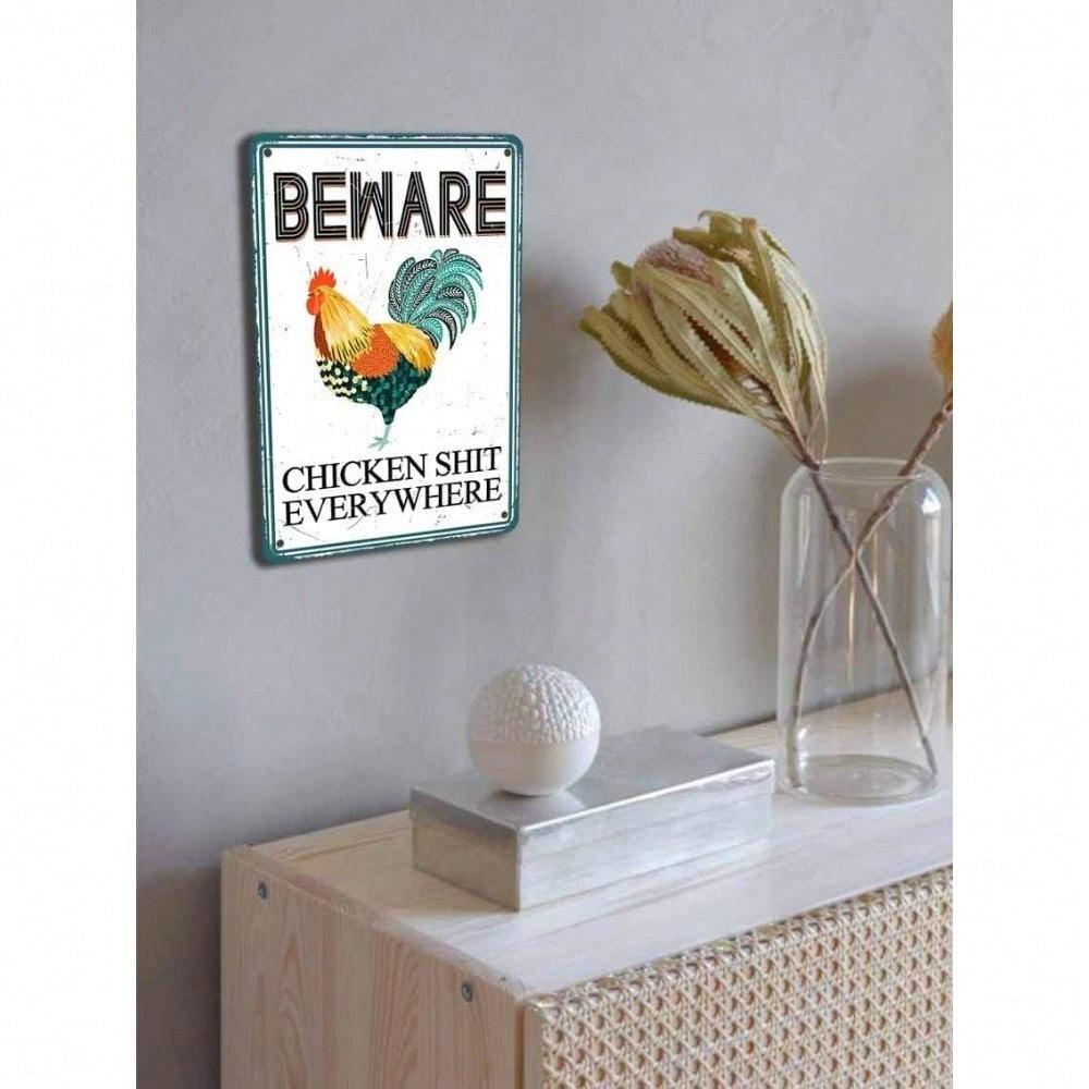 Vintage Metal Chicken Sign Farmhouse Decor Retro Wall Art Tin Sign 8x12 Inch