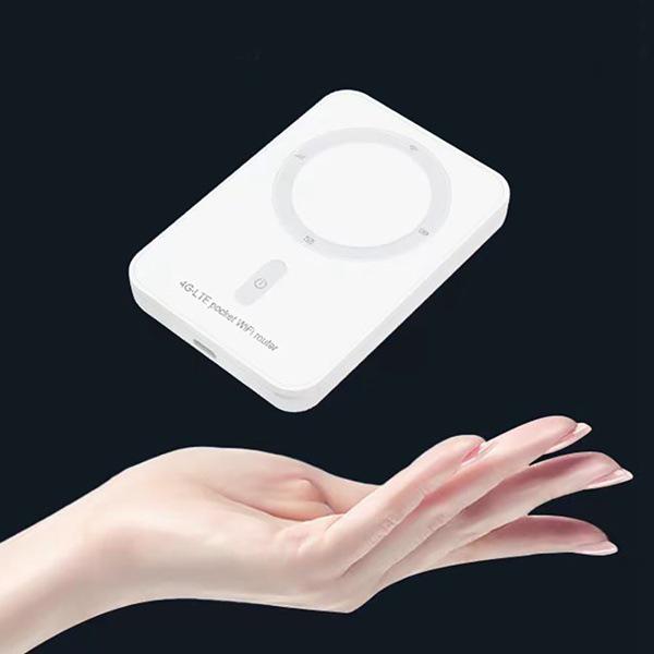 White 4G Portable WiFi Hotspot for Car, 150Mbps, SIM Card Compatible, Battery Operated