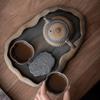 Japanese Gilded Coarse Pottery Tea Tray Zen Tea Making Platform Household Retro Style Tea Set Tray Teaware Kitchen Dining Bar