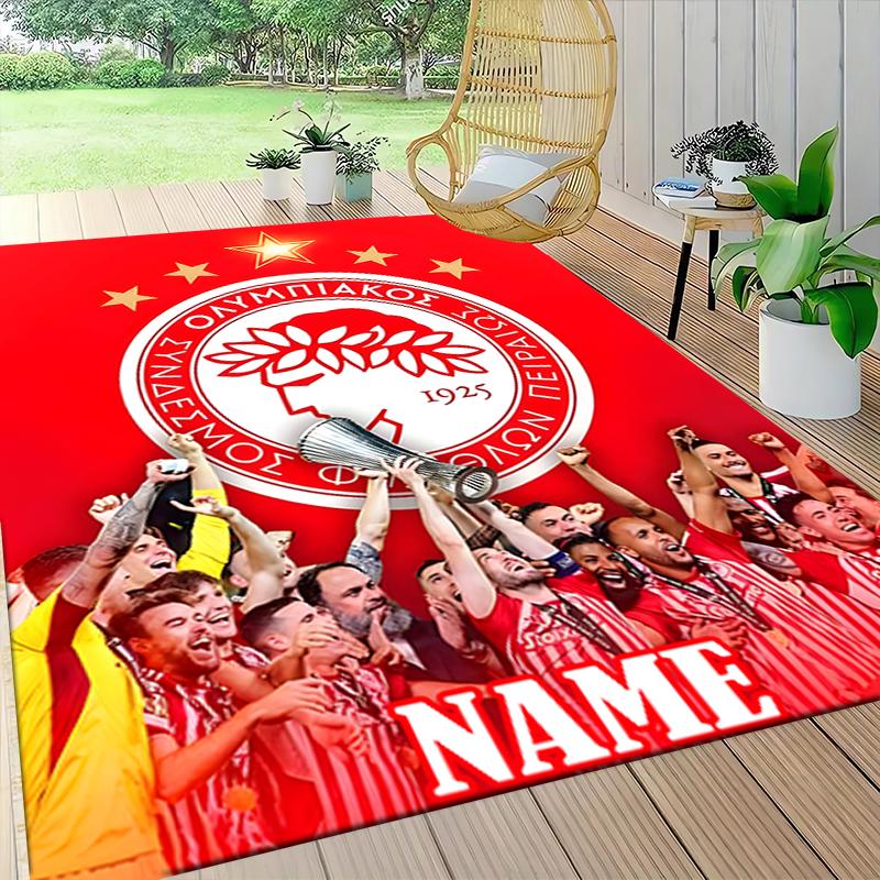 Custom Name Olympiacos Champions Celebration Carpet Rug Customizable Soft Washable Anti-Slip Home Living Room Sofa Mats Personalized Rug. 0909217