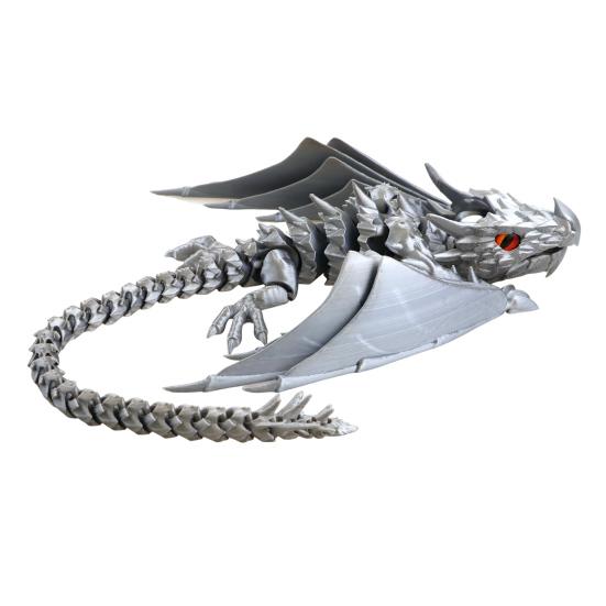 3D Printed Articulated Dragon with Wings Fidget Dragon Toy with Flexible Jaw Winged Dragon Desktop Pet for Home Office Decor Stress Relief