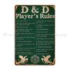 Dnd Player S Rules Poster Metal Sign Iron Club Customize Party Wall Decor Tin Sign Poster