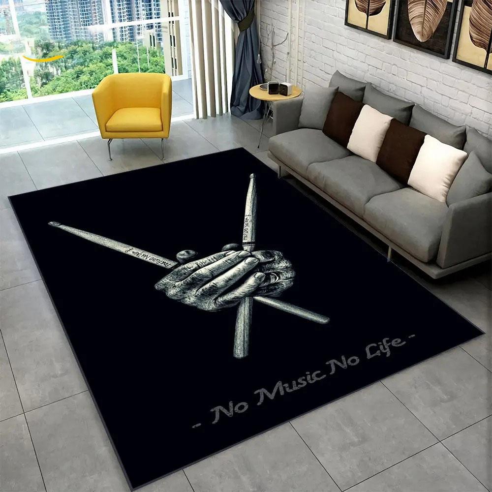 3D Drum Kit Music Instruments Carpet High Quality Non-Slip Bedroom Kitchen Doormat Large Size Balcony Corridor Area Decor Rug