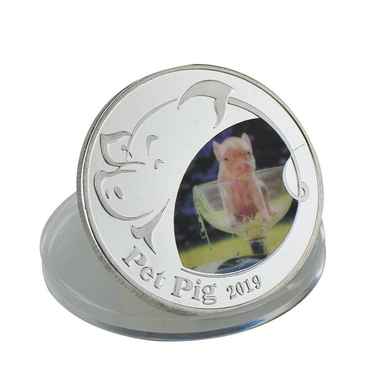 

Silver plated zodiac pig year commemorative silver coins, commemorative medals, DIY round coins, pet pig coin 2019