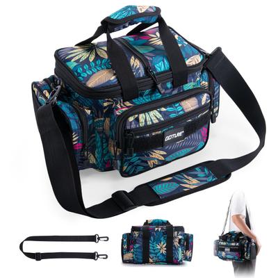 Goture Fishing Fishing Bag with Rod Waterproof Tackle Shoulder Multifunctional Fishing Large Fishing Gear Storage Leaf for Hiking and Outdoor