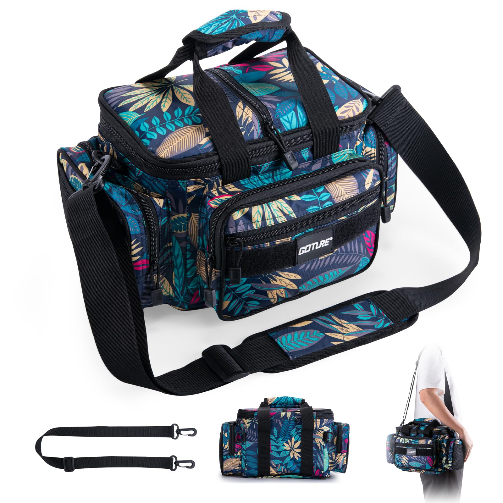 

Goture Рыболовная Сумка для Рыбалки с Отделением для Удилища Водонепроницаемая Сумка для Снастей Наплечная Многофункциональная Рыболовная Большая Сумка для Хранения Рыболовного Снаряжения Лист для Пеших Прогулок и Активного Отдыха